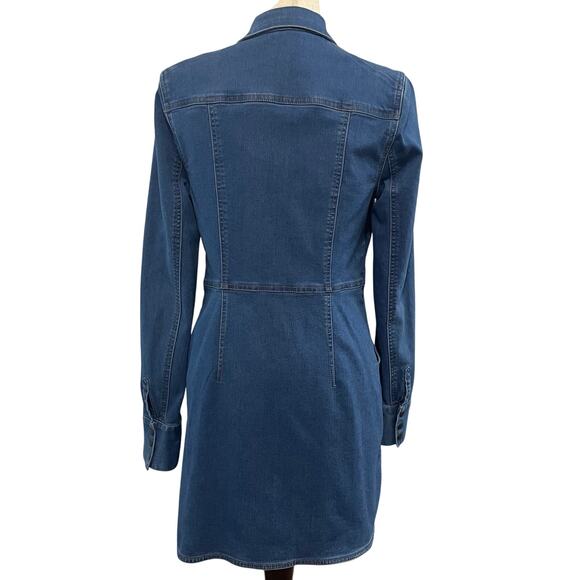 Free People Jean Dynamite Mini Dress Long Sleeve Stretch Denim Blue Women's M - Picture 9 of 16